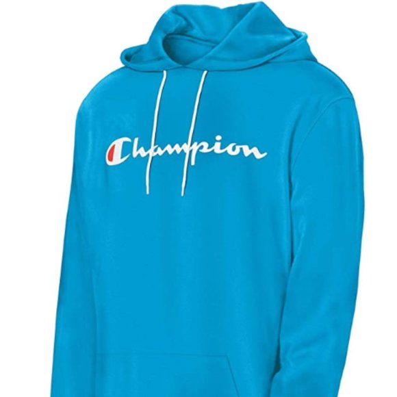 champion script hoodie blue